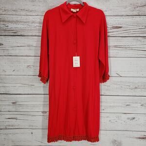 Vintage Fashioned By Hobert Women's Red Wool Blend Fringe Dress Size 8